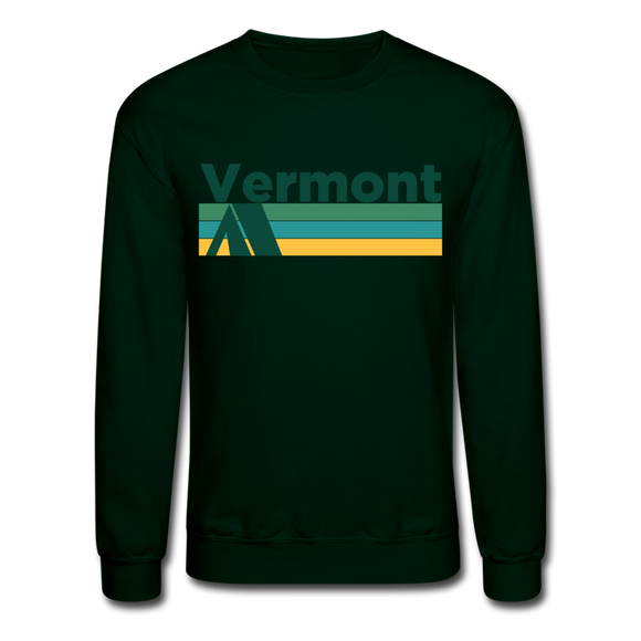 Vermont Sweatshirt - Retro Camping Vermont Crewneck Sweatshirt - forest green