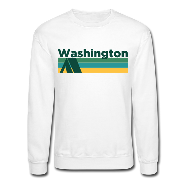Washington Sweatshirt - Retro Camping Washington Crewneck Sweatshirt - white