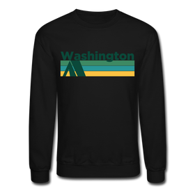 Washington Sweatshirt - Retro Camping Washington Crewneck Sweatshirt - black