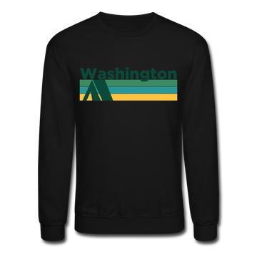 Washington Sweatshirt - Retro Camping Washington Crewneck Sweatshirt - black