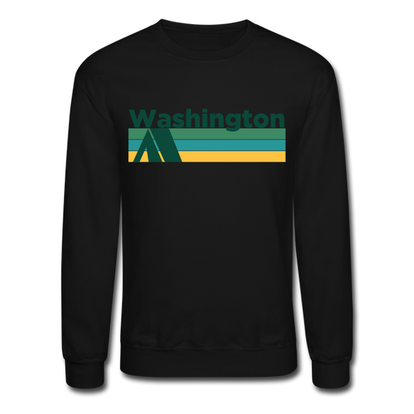Washington Sweatshirt - Retro Camping Washington Crewneck Sweatshirt - black
