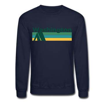 Washington Sweatshirt - Retro Camping Washington Crewneck Sweatshirt - navy