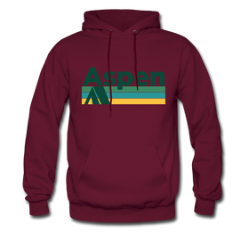 Aspen, Colorado Hoodie - Retro Camping Aspen Hooded Sweatshirt - burgundy