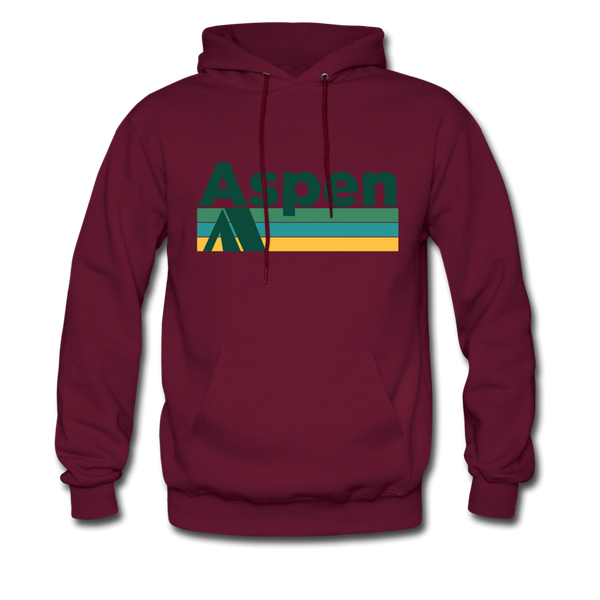 Aspen, Colorado Hoodie - Retro Camping Aspen Hooded Sweatshirt - burgundy