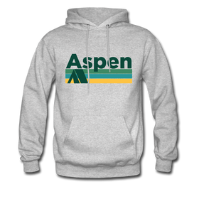 Aspen, Colorado Hoodie - Retro Camping Aspen Hooded Sweatshirt - heather gray