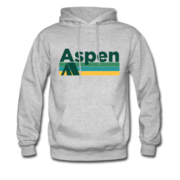Aspen, Colorado Hoodie - Retro Camping Aspen Hooded Sweatshirt - heather gray