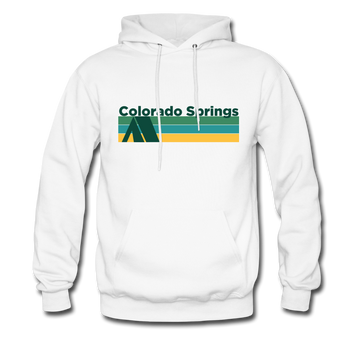 Colorado Springs, Colorado Hoodie - Retro Camping Colorado Springs Hooded Sweatshirt - white