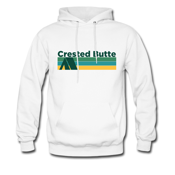 Crested Butte, Colorado Hoodie - Retro Camping Crested Butte Hooded Sweatshirt - white