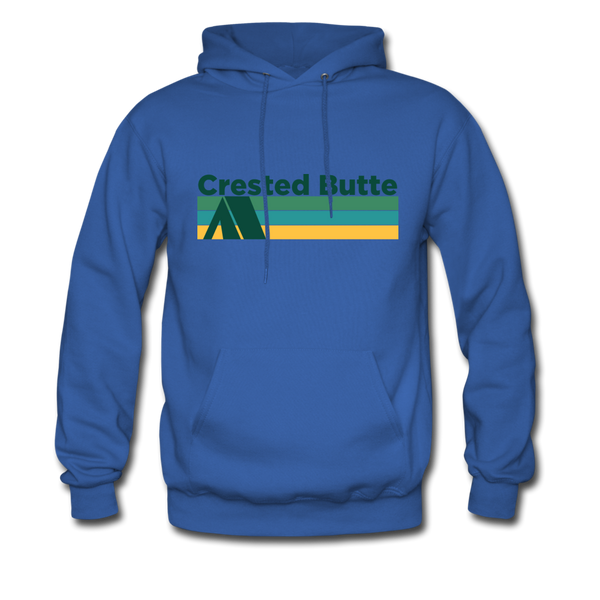 Crested Butte, Colorado Hoodie - Retro Camping Crested Butte Hooded Sweatshirt - royal blue