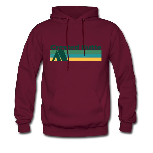 Crested Butte, Colorado Hoodie - Retro Camping Crested Butte Hooded Sweatshirt - burgundy