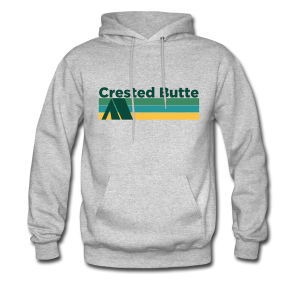 Crested Butte, Colorado Hoodie - Retro Camping Crested Butte Hooded Sweatshirt - heather gray