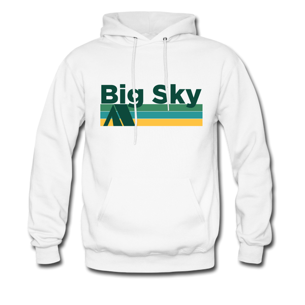 Big Sky, Montana Hoodie - Retro Camping Big Sky Hooded Sweatshirt - white