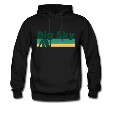 Big Sky, Montana Hoodie - Retro Camping Big Sky Hooded Sweatshirt - black