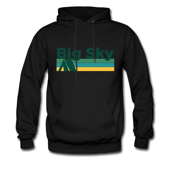 Big Sky, Montana Hoodie - Retro Camping Big Sky Hooded Sweatshirt - black