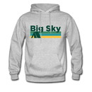 Big Sky, Montana Hoodie - Retro Camping Big Sky Hooded Sweatshirt - heather gray