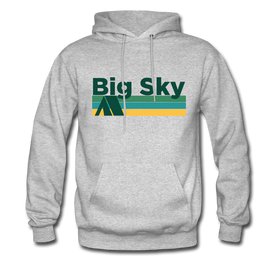 Big Sky, Montana Hoodie - Retro Camping Big Sky Hooded Sweatshirt - heather gray