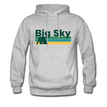 Big Sky, Montana Hoodie - Retro Camping Big Sky Hooded Sweatshirt - heather gray