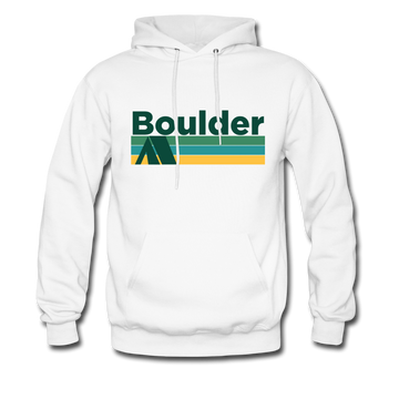 Boulder, Colorado Hoodie - Retro Camping Boulder Hooded Sweatshirt - white