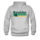 Boulder, Colorado Hoodie - Retro Camping Boulder Hooded Sweatshirt - heather gray