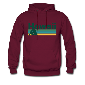 Hawaii Hoodie - Retro Camping Hawaii Hooded Sweatshirt - burgundy