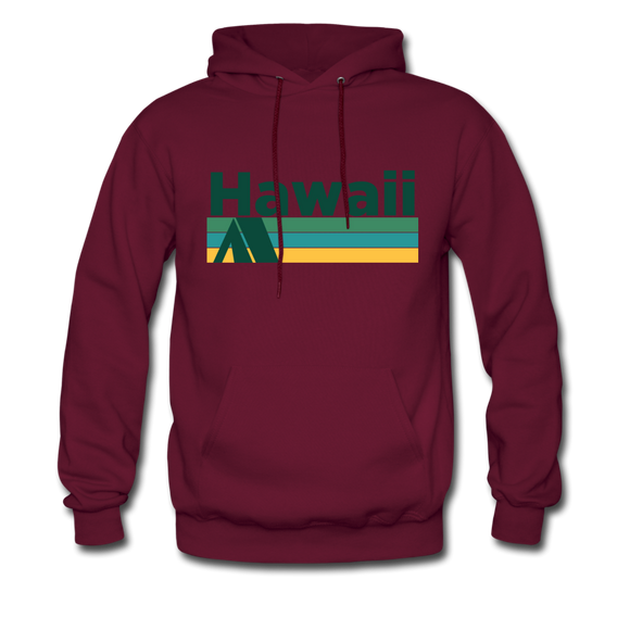 Hawaii Hoodie - Retro Camping Hawaii Hooded Sweatshirt - burgundy