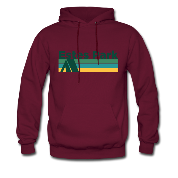 Estes Park, Colorado Hoodie - Retro Camping Estes Park Hooded Sweatshirt - burgundy