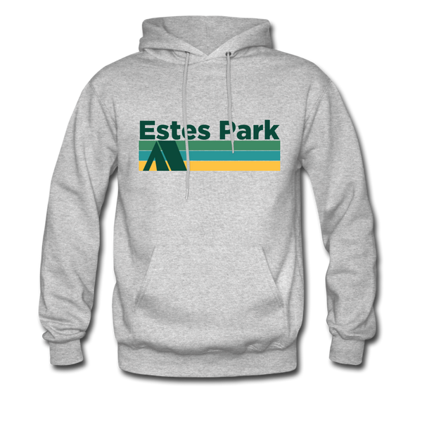 Estes Park, Colorado Hoodie - Retro Camping Estes Park Hooded Sweatshirt - heather gray