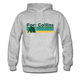 Fort Collins, Colorado Hoodie - Retro Camping Fort Collins Hooded Sweatshirt - heather gray