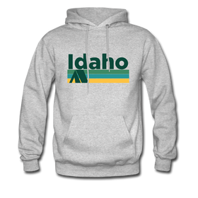 Idaho Hoodie - Retro Camping Idaho Hooded Sweatshirt - heather gray