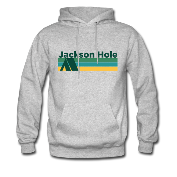 Jackson Hole, Wyoming Hoodie - Retro Camping Jackson Hole Hooded Sweatshirt - heather gray