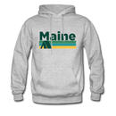 Maine Hoodie - Retro Camping Maine Hooded Sweatshirt - heather gray