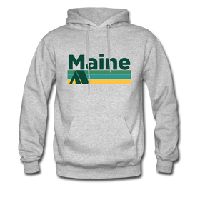 Maine Hoodie - Retro Camping Maine Hooded Sweatshirt - heather gray