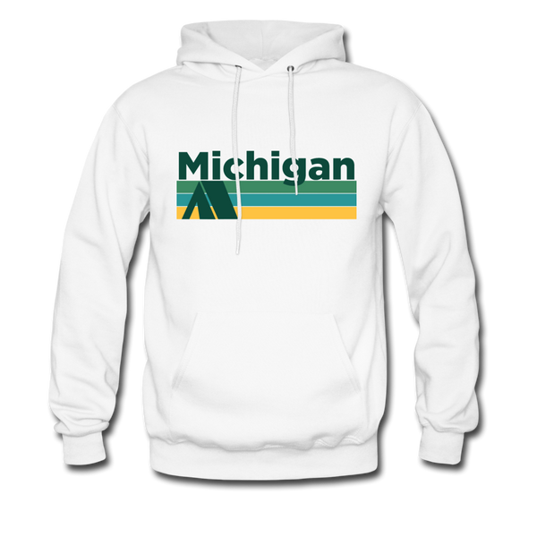 Michigan Hoodie - Retro Camping Michigan Hooded Sweatshirt - white