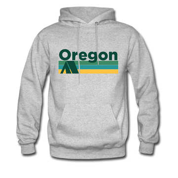 Oregon Hoodie - Retro Camping Oregon Hooded Sweatshirt - heather gray