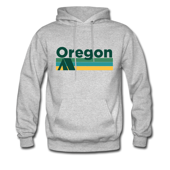 Oregon Hoodie - Retro Camping Oregon Hooded Sweatshirt - heather gray