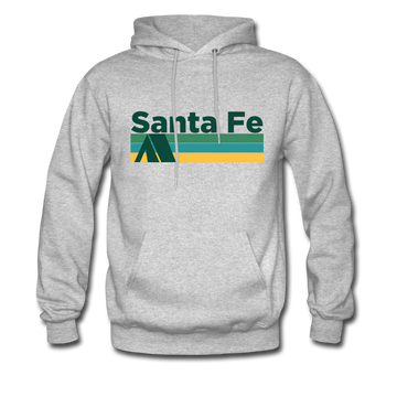 Santa Fe, New Mexico Hoodie - Retro Camping Santa Fe Hooded Sweatshirt - heather gray