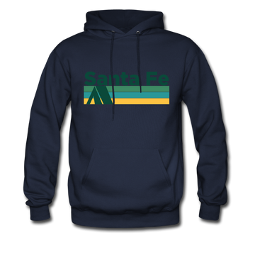 Santa Fe, New Mexico Hoodie - Retro Camping Santa Fe Hooded Sweatshirt - navy
