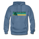 Steamboat Springs, Colorado Hoodie - Retro Camping Steamboat Springs Hooded Sweatshirt - denim blue