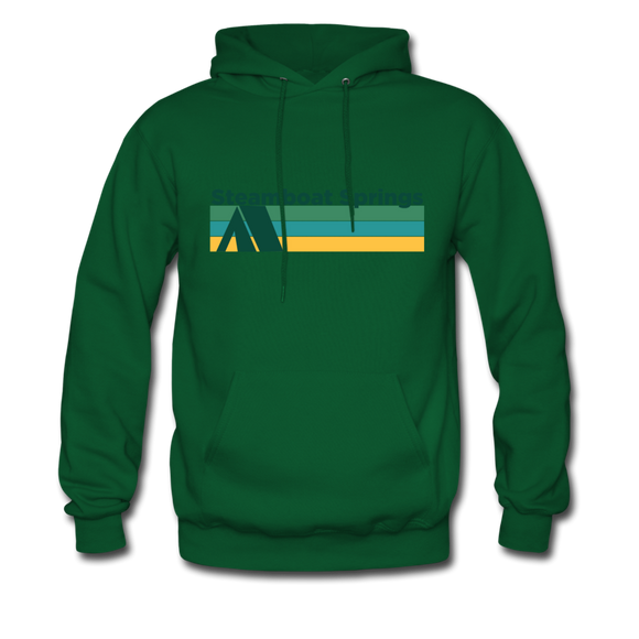 Steamboat Springs, Colorado Hoodie - Retro Camping Steamboat Springs Hooded Sweatshirt - forest green