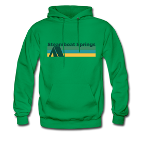 Steamboat Springs, Colorado Hoodie - Retro Camping Steamboat Springs Hooded Sweatshirt - kelly green