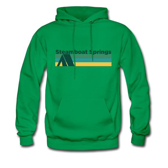 Steamboat Springs, Colorado Hoodie - Retro Camping Steamboat Springs Hooded Sweatshirt - kelly green