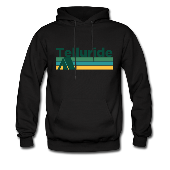 Telluride, Colorado Hoodie - Retro Camping Telluride Hooded Sweatshirt - black
