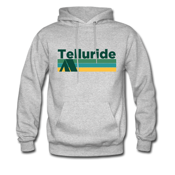 Telluride, Colorado Hoodie - Retro Camping Telluride Hooded Sweatshirt - heather gray