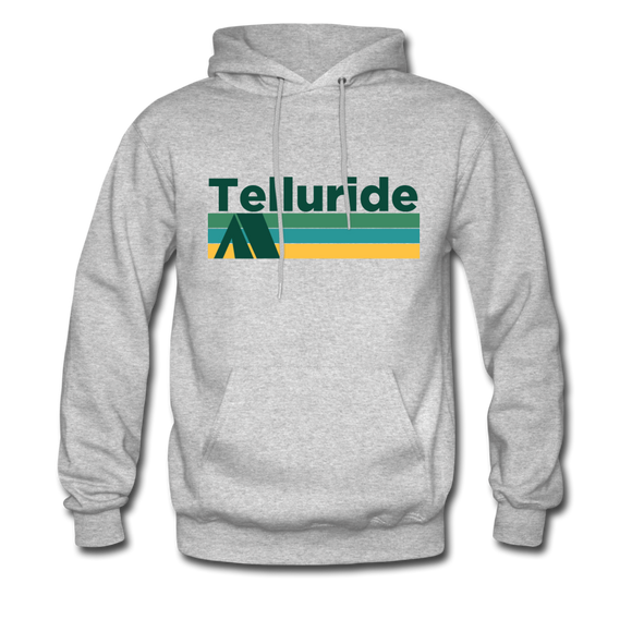 Telluride, Colorado Hoodie - Retro Camping Telluride Hooded Sweatshirt - heather gray