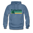 Telluride, Colorado Hoodie - Retro Camping Telluride Hooded Sweatshirt - denim blue