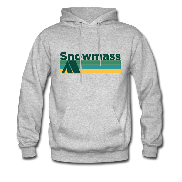 Snowmass, Colorado Hoodie - Retro Camping Snowmass Hooded Sweatshirt - heather gray