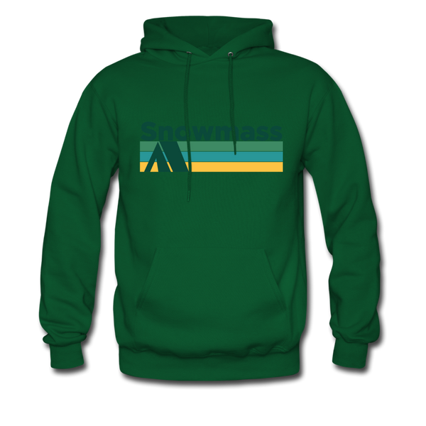 Snowmass, Colorado Hoodie - Retro Camping Snowmass Hooded Sweatshirt - forest green