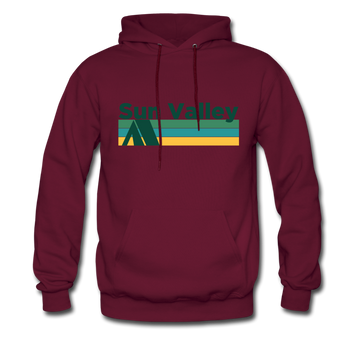 Sun Valley, Idaho Hoodie - Retro Camping Sun Valley Hooded Sweatshirt - burgundy