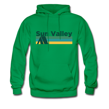 Sun Valley, Idaho Hoodie - Retro Camping Sun Valley Hooded Sweatshirt - kelly green