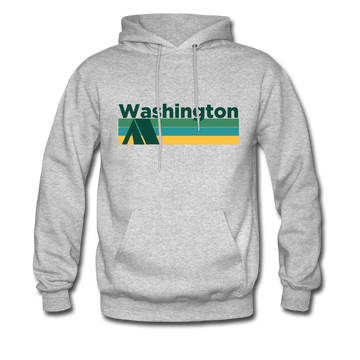 Washington Hoodie - Retro Camping Washington Hooded Sweatshirt - heather gray